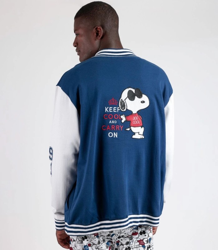 Chaqueta Calentita Peanuts Snoopy Cool Hombre - Manga Larga Azul de Felpa