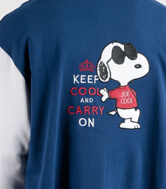Chaqueta Calentita Peanuts Snoopy Cool Hombre - Manga Larga Azul de Felpa