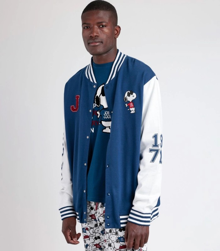Chaqueta Calentita Peanuts Snoopy Cool Hombre - Manga Larga Azul de Felpa