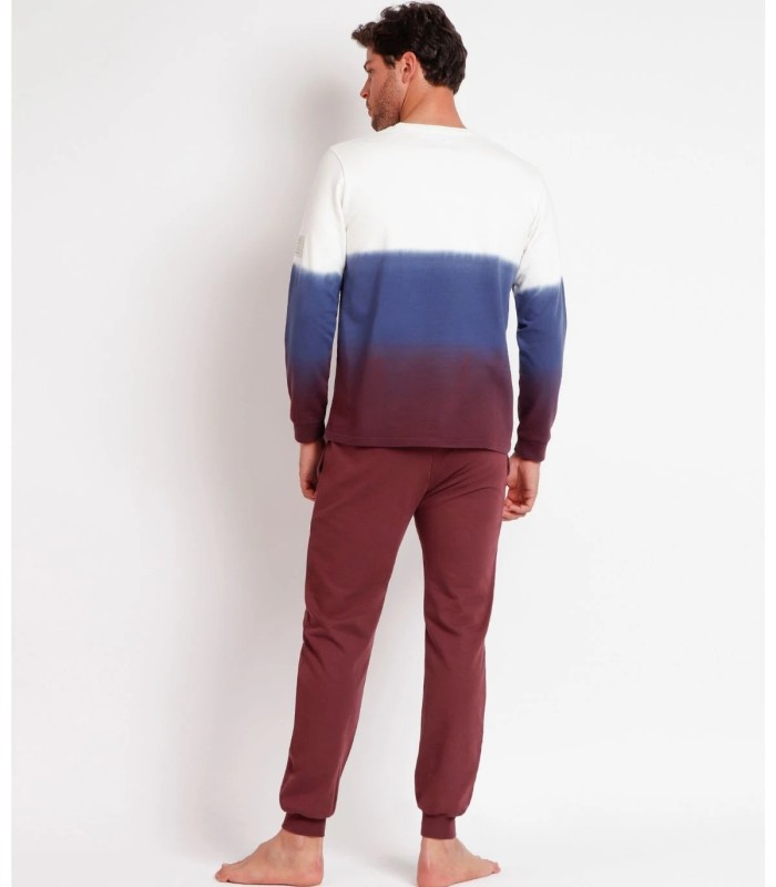 Pijama NEW PLAN Felpa Degraded para Hombre - Manga Larga Granate con Estampado en Relieve