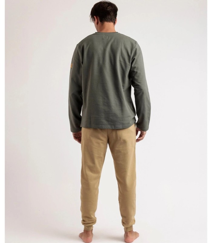 Pijama NEW PLAN Respect The Sea para Hombre - Manga Larga Caqui con Estampado Ecológico