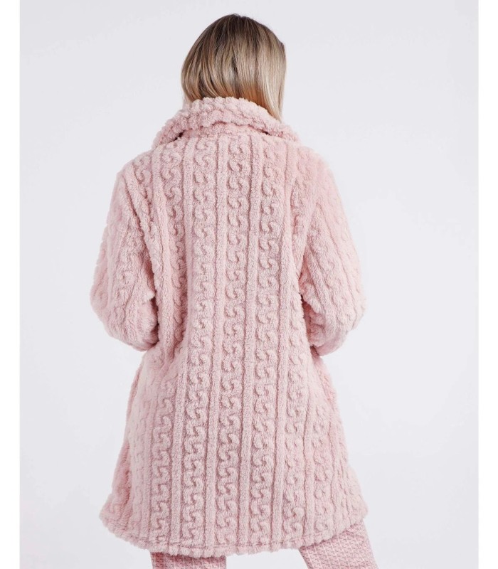 Bata ADMAS GARDEN Calentita Chains para Mujer - Manga Larga Jacquard Corel Azul y Pétalo