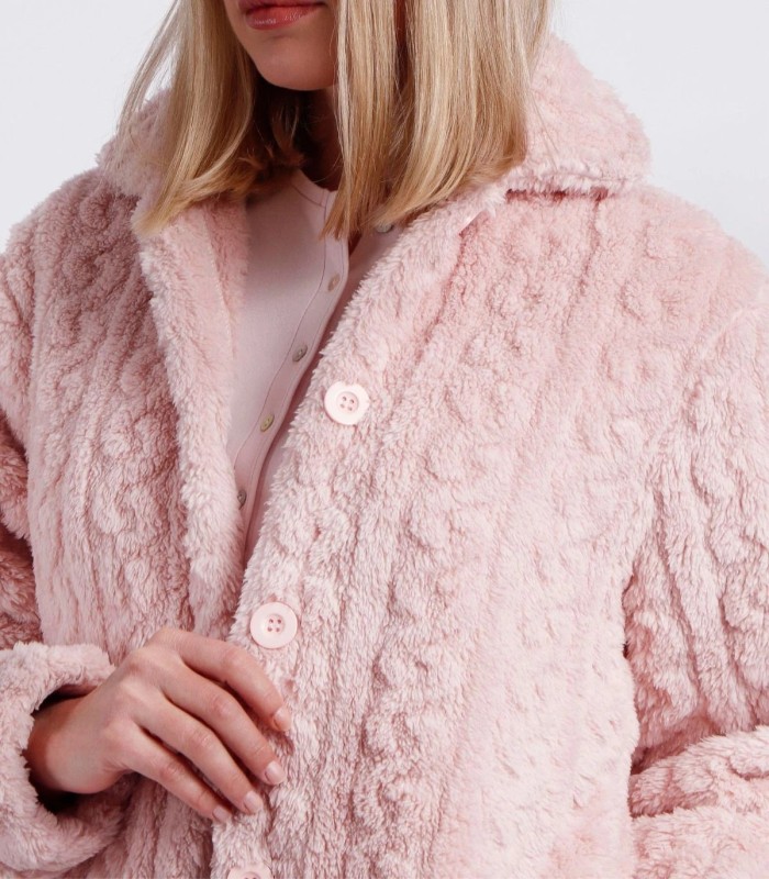 Bata ADMAS GARDEN Calentita Chains para Mujer - Manga Larga Jacquard Corel Azul y Pétalo