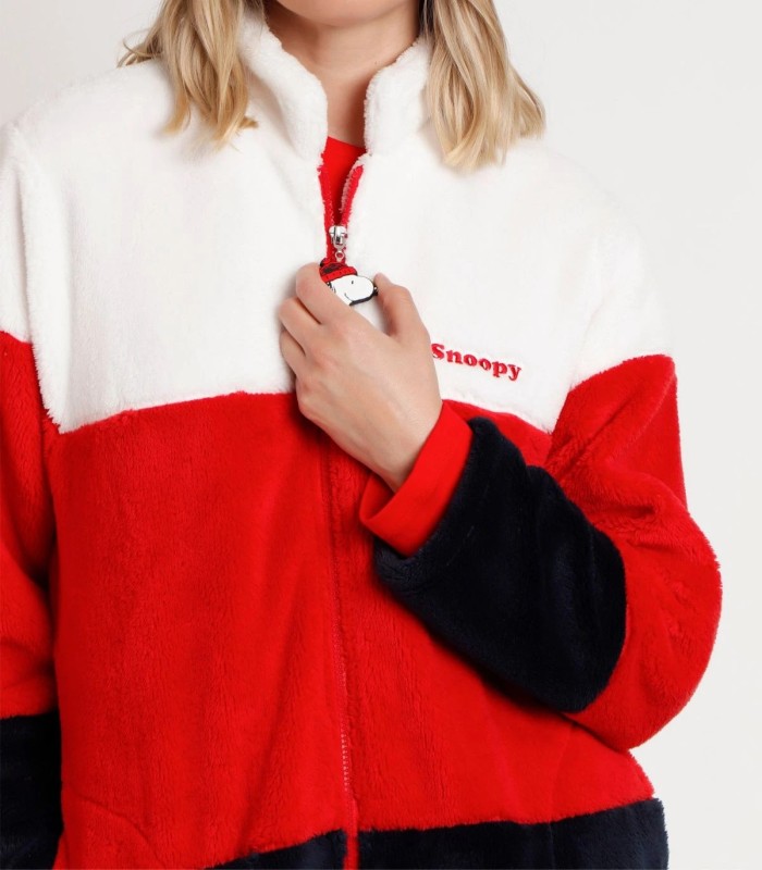 Bata ADMAS Cold Snoopy para Mujer - Manga Larga Calentita Roja con Bordados