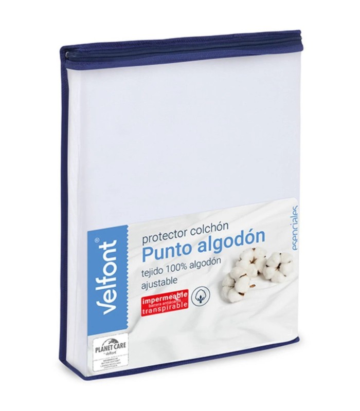 Protector de Colchón Velfont Punto Algodón - Impermeable y Transpirable 100% Algodón