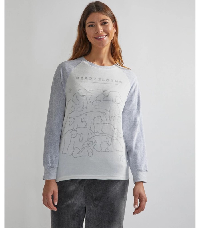 Pijama Tundosado "Readysloths" para Mujer - Con Puños y Estampado de Osos Polares