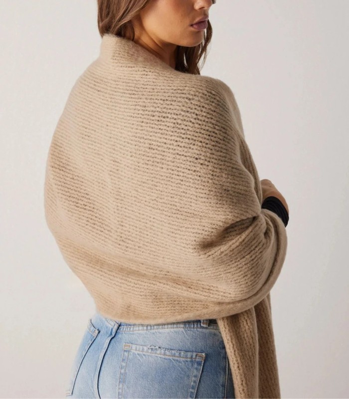 Pashmina Lisa con Flecos Beige Ysabel Mora