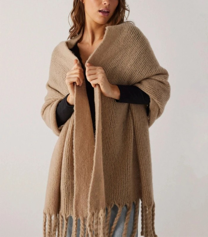Pashmina Lisa con Flecos Beige Ysabel Mora