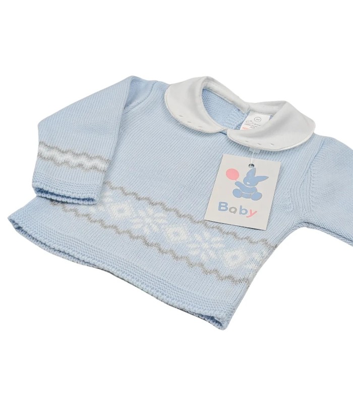 Conjunto Lana Bebé de Cenefas Azul