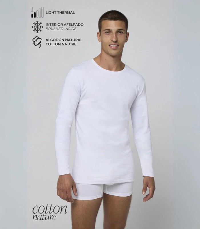 Camiseta Térmica Hombre de Algodón Manga Larga Cuello Redondo Ysabel Mora 70108