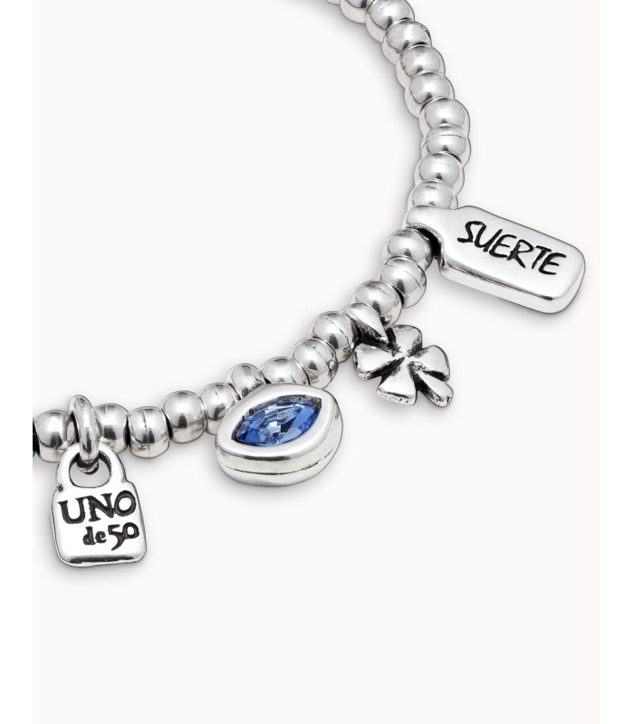 Uno de 50 PUL2255AZUMTL0M Pulsera Mujer Chapado Plata Cristal Swarovski Azul Talla M - 000500699