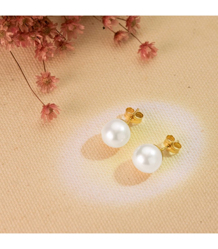 Pendientes Mujer Oro 18 ktes Perlas Cultivadas 8 mm - 000022341