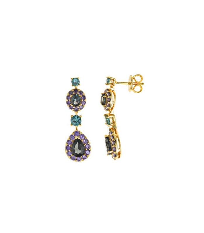 Salvatore Plata Pendientes Mujer Plata Dorada TurmalinaS - 000230869