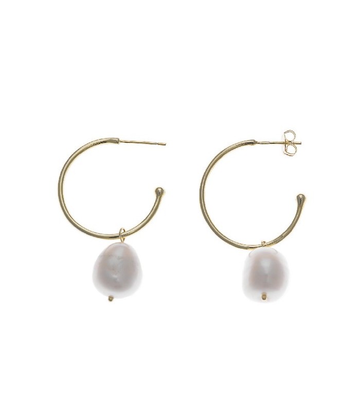 Salvatore Plata Pendientes Mujer Aros Plata Dorada Perlas - 000230836