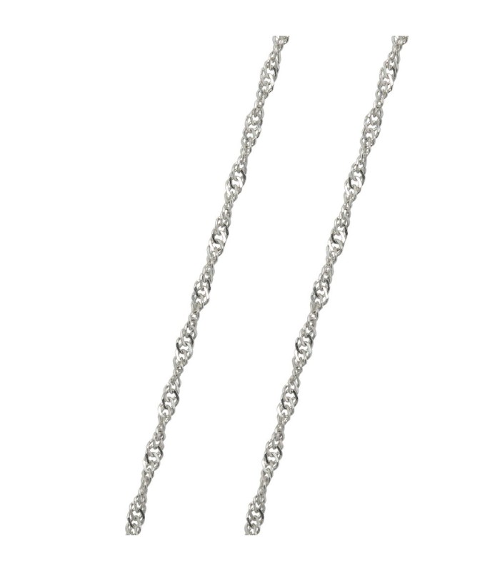 Cadena Mujer Oro Blanco 18 ktes Singapur Maciza Grosor 1 mm 50 cm - 000022520