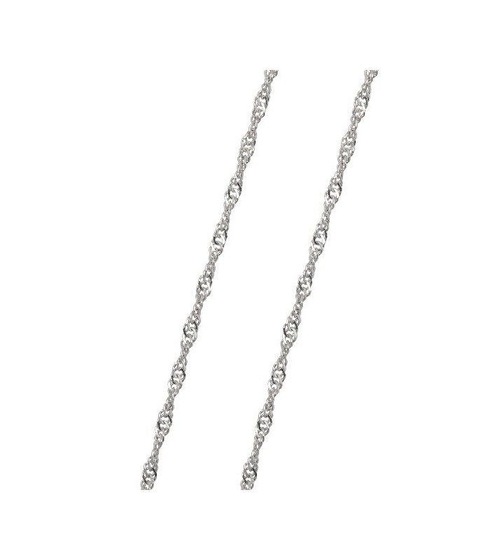 Cadena Mujer Oro Blanco 18 ktes Singapur Maciza Grosor 0,80 mm 45 cm - 000022552