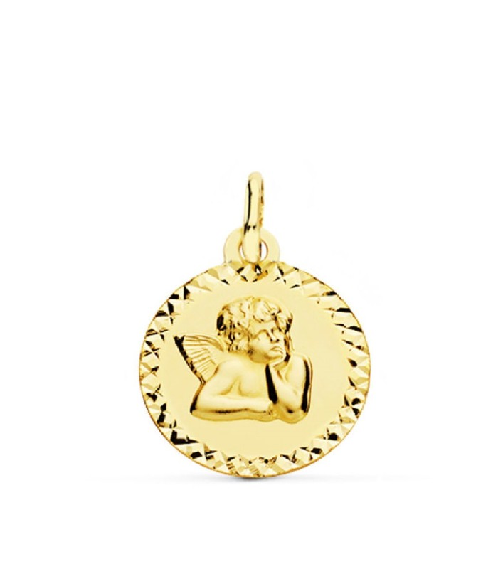 Medalla Niño Oro 18 ktes Ángel de la Guarda Maciza Tam 16 mm - 000022620
