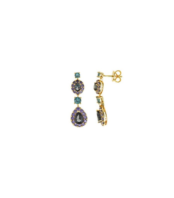 Salvatore Plata Pendientes Mujer Plata Dorada TurmalinaS - 000230869