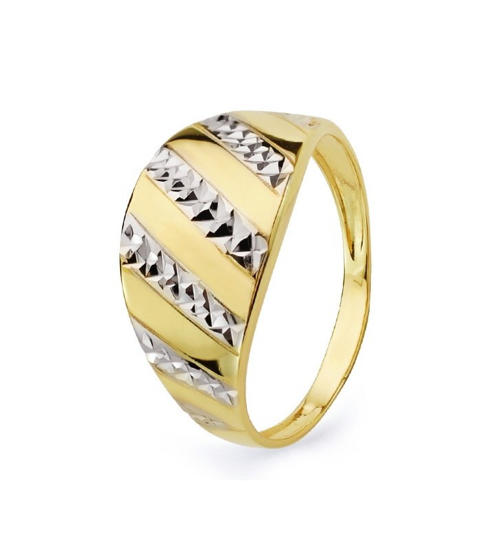 Anillo Mujer Oro Bicolor 18 ktes Italiano 10 mm Talla 15 - 000150507
