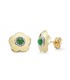 Pendientes Mujer Oro 18 ktes Flor Piedra Verde - 000150626