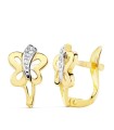 Pendientes Niña Oro Bicolor 18 ktes Mariposas Tam 12 mm - 000150745