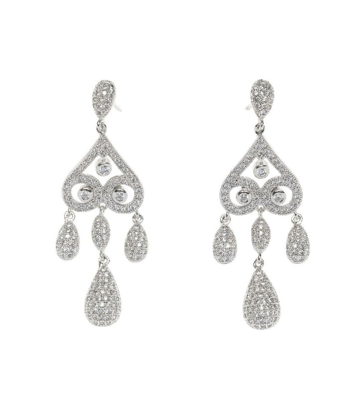 Salvatore Plata Pendientes Fiesta Mujer Plata Arabesco Circonitas Novias - 000230177