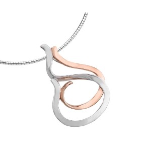 Collar Mujer Plata Bicolor Rosé Tamaño 29 x 39 mm Medida 40 cm - 000050121