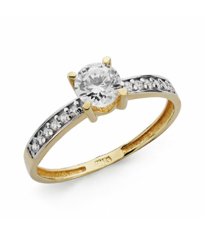 Anillo Mujer Oro Bicolor 18 Ktes Solitario Novias - 000150460