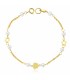 Pulsera Niña Oro 18 ktes Comunión Perlas Flores Medida 16 cm - 000150844