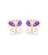 Pendientes Niña Oro 18 ktes Mariposas Morado y Blanco - 000310018