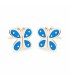 Pendientes Niña Oro 18 ktes Mariposa Azul - 000310020