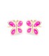 Pendientes Niña Oro 18 ktes Mariposas Rosa Tam 7 mm - 000310060