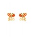 Pendientes Niña Oro 18 ktes Mariposas Naranja y Blanco 5 mm - 000310065