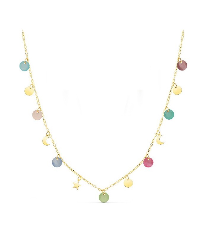 Collar Mujer Oro 18 ktes Motivos Piedras 40 cm - 000150104