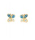 Pendientes Niña Oro 18 ktes Mariposas Turquesa y Blanco - 000310071