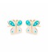 Pendientes Niña Oro 18 ktes Mariposas Turquesa y Blanco Tam 7 mm - 000310190
