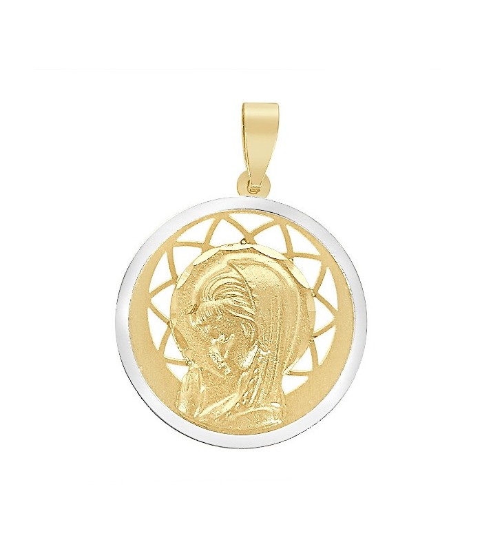Medalla Niña Oro 18 ktes Virgen Calada Mate Tam 18 mm - 000022639