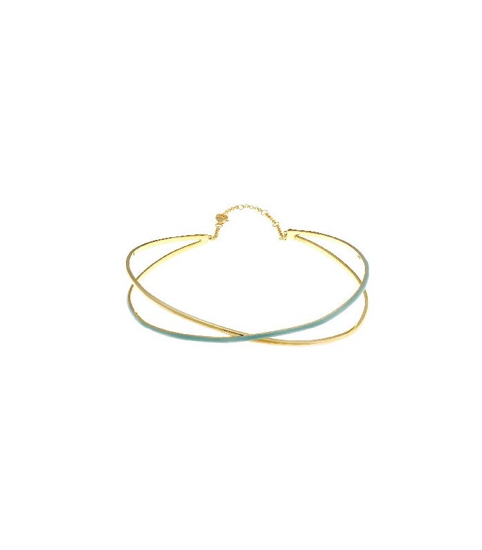 Salvatore Plata Choker Mujer Metal Dorado EsmalteTurquesa - 000230782