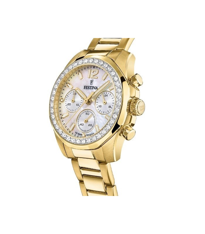 Festina Reloj Mujer Acero Dorado Circonitas 38 mm - F20609/1