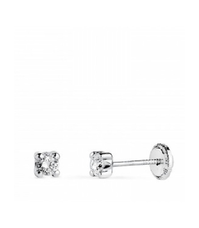 Pendientes Niña Oro Blanco 18 Ktes Garras Tam 3 mm - 000023027