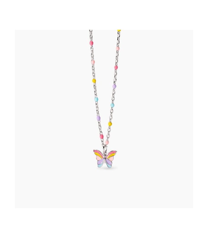 Mabina Junior 553720 Collar Niña Plata Esmaltes Mariposa. - 000820186