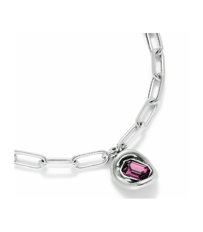 Uno de 50 COL1945RSAMTL0U Collar Mujer Chapado Plata Cristal Rosa - 000500056