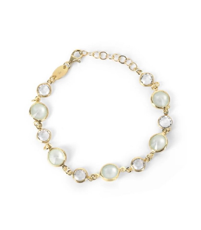 Victoria Cruz Pulsera Plata Dorada Cristal Swarovski 6/8 mm - 000180055