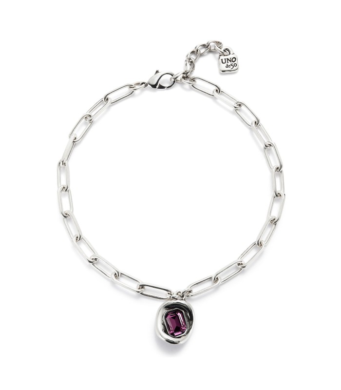 Uno de 50 COL1945RSAMTL0U Collar Mujer Chapado Plata Cristal Rosa - 000500056