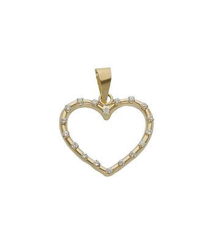 Colgante Mujer Oro 18 Ktes Corazón Circonitas 14 mm - 000022295
