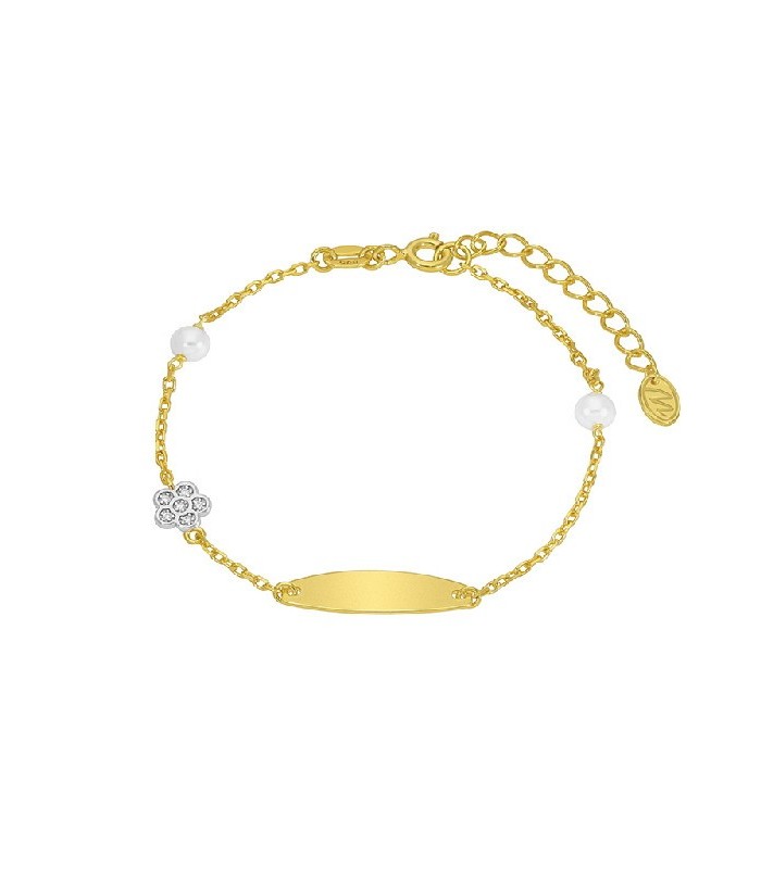 Marea D03303/AY Esclava Niña Comunión Plata Dorada Flor Perlas 15/17 cm - 000620008