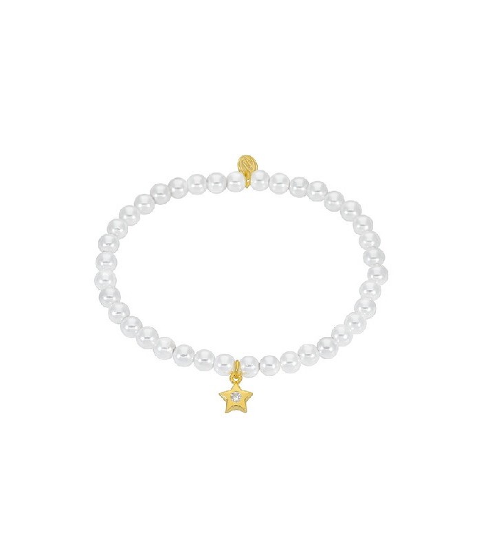 Marea D03303/BG Pulsera Perlas Plata Dorada Estrella Elástica 15 cm - 000620011