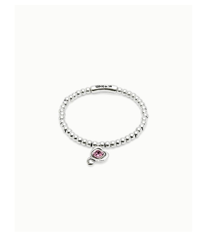 Uno de 50 PUL2514RSAMTLOM Pulsera Mujer Chapado Plata Corazón Cristal Rosa M - 000500882