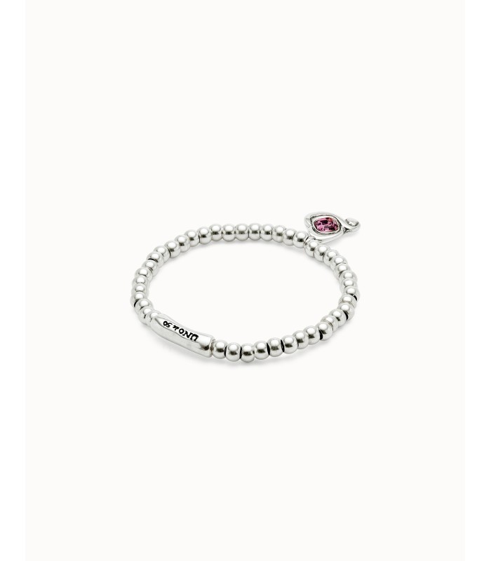 Uno de 50 PUL2514RSAMTLOM Pulsera Mujer Chapado Plata Corazón Cristal Rosa M - 000500882