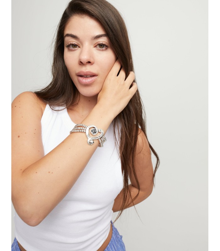 Uno de 50 PUL2543NGRMTL0M Ser Expresiva Pulsera Mujer Chapado Plata Corazón M - 000500885